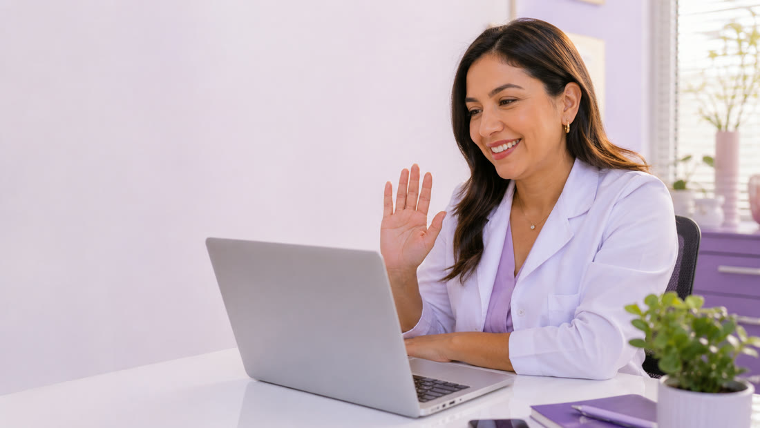 Profesional de la salud en videollamada de teleconsulta